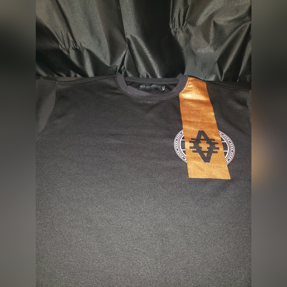 Akademiks Sweatshirt Crew Neck Black Copper Mens 4XL Zippers Graphic Print
